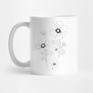 Black and white Cosmos Flower Mug